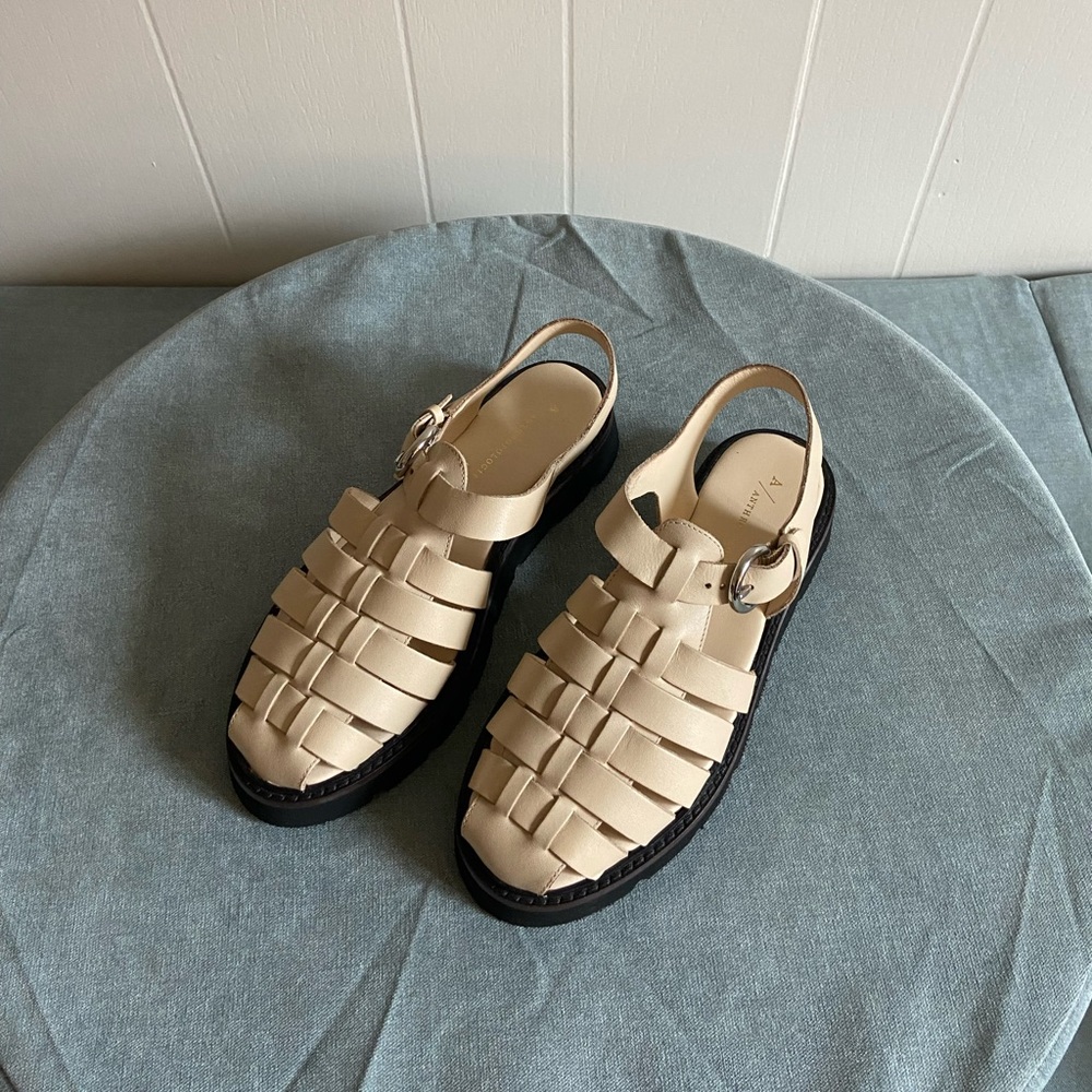 Anthropologie Cream Fisherman Sandals